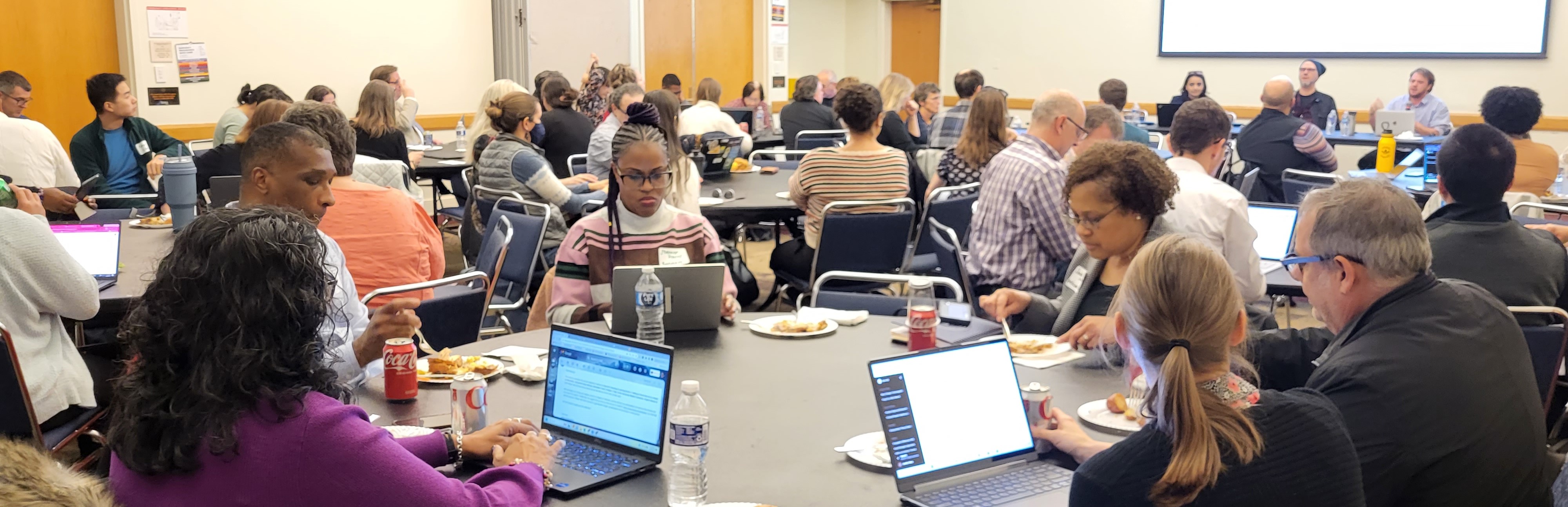 Faculty participants at a GenAI and Teaching and Learning Workshop, 2024